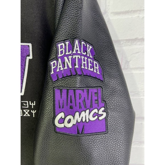 Marvel Black Panther Logo Letterman Varsity Jacket Wakanda Official Mens 2XL - Picture 4 of 13